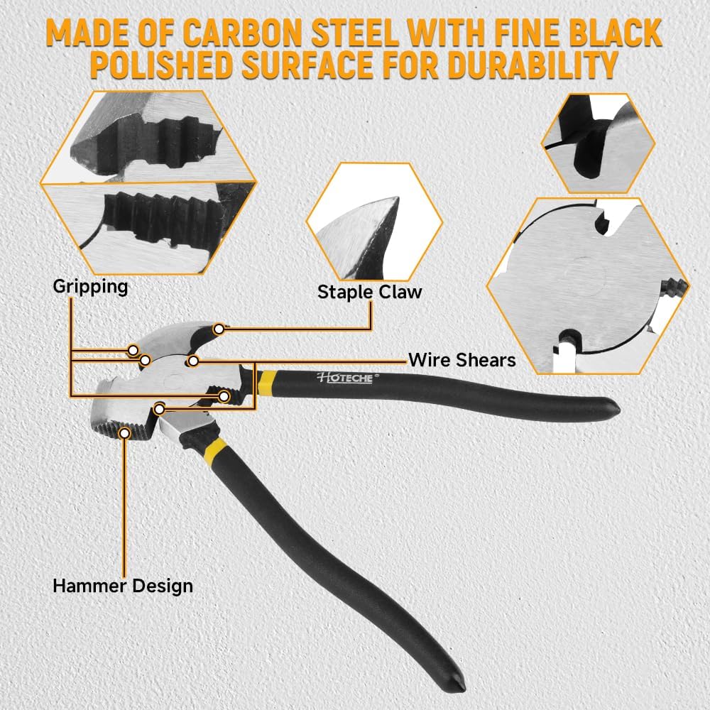 10.5 Inch Fencing Pliers Cr-V Steel Multi-Purpose Fence Tool Heavy Duty Hammerhead Pliers