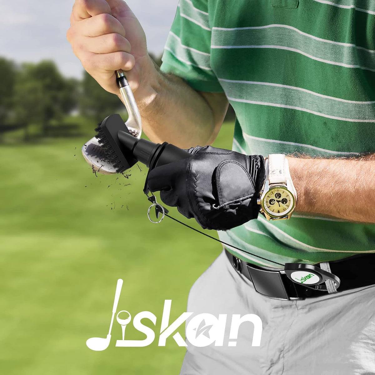 Pro Golf Cleaning Kit with Golf Club Cleaner Brush, Grip Cleaner, Club Polish, Towel, Club Groove Sharpener Tool and