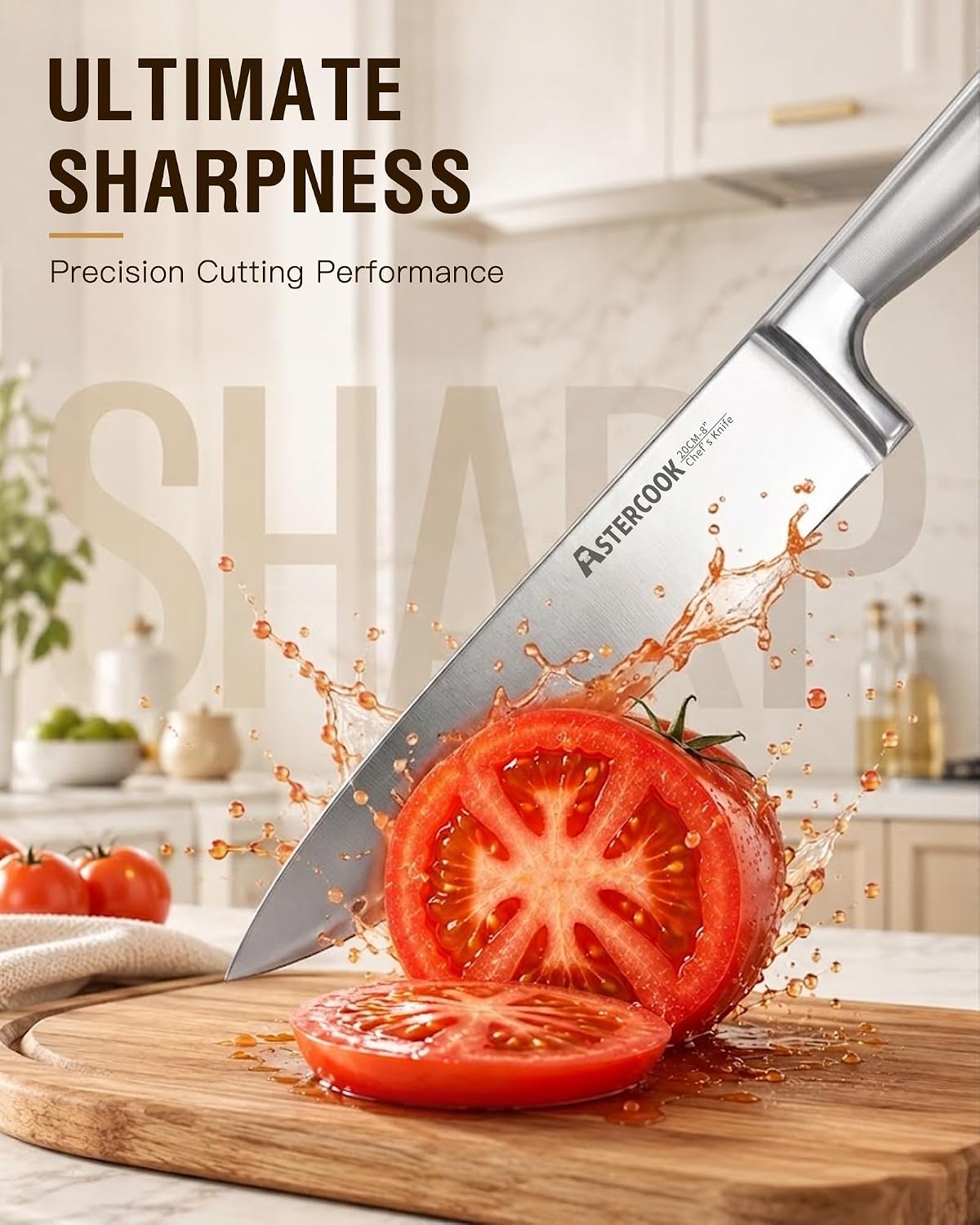 Knife Set 15 Piece German Steel Kitchen Knife Block Set