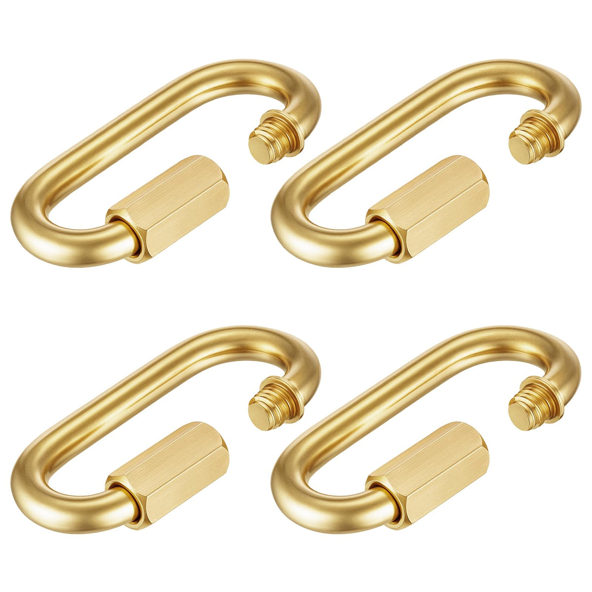 Otoolling 4 Pack Brass Quick Link Chain Connector Threaded, 1/4'' Inch