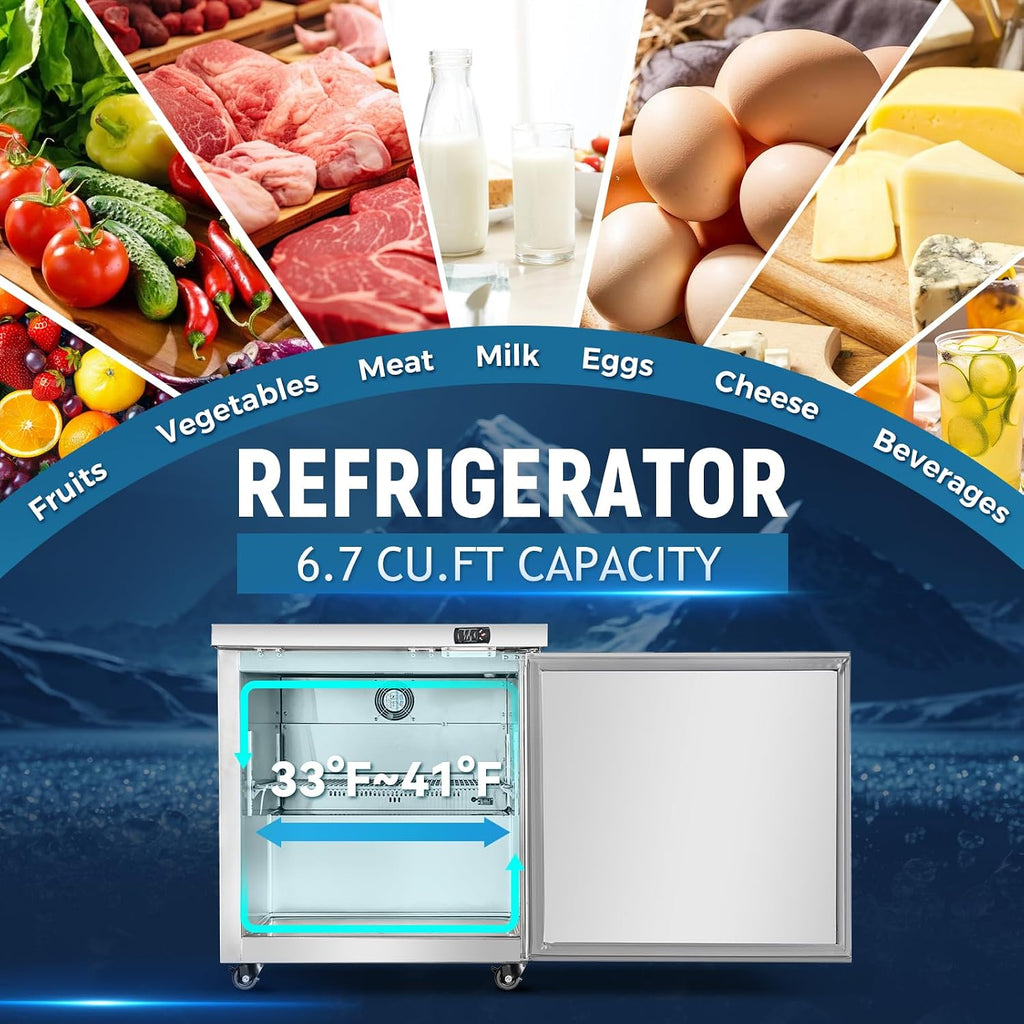 Commercial Refrigerator, 29 Inch, 6.7 Cu.Ft Undercounter