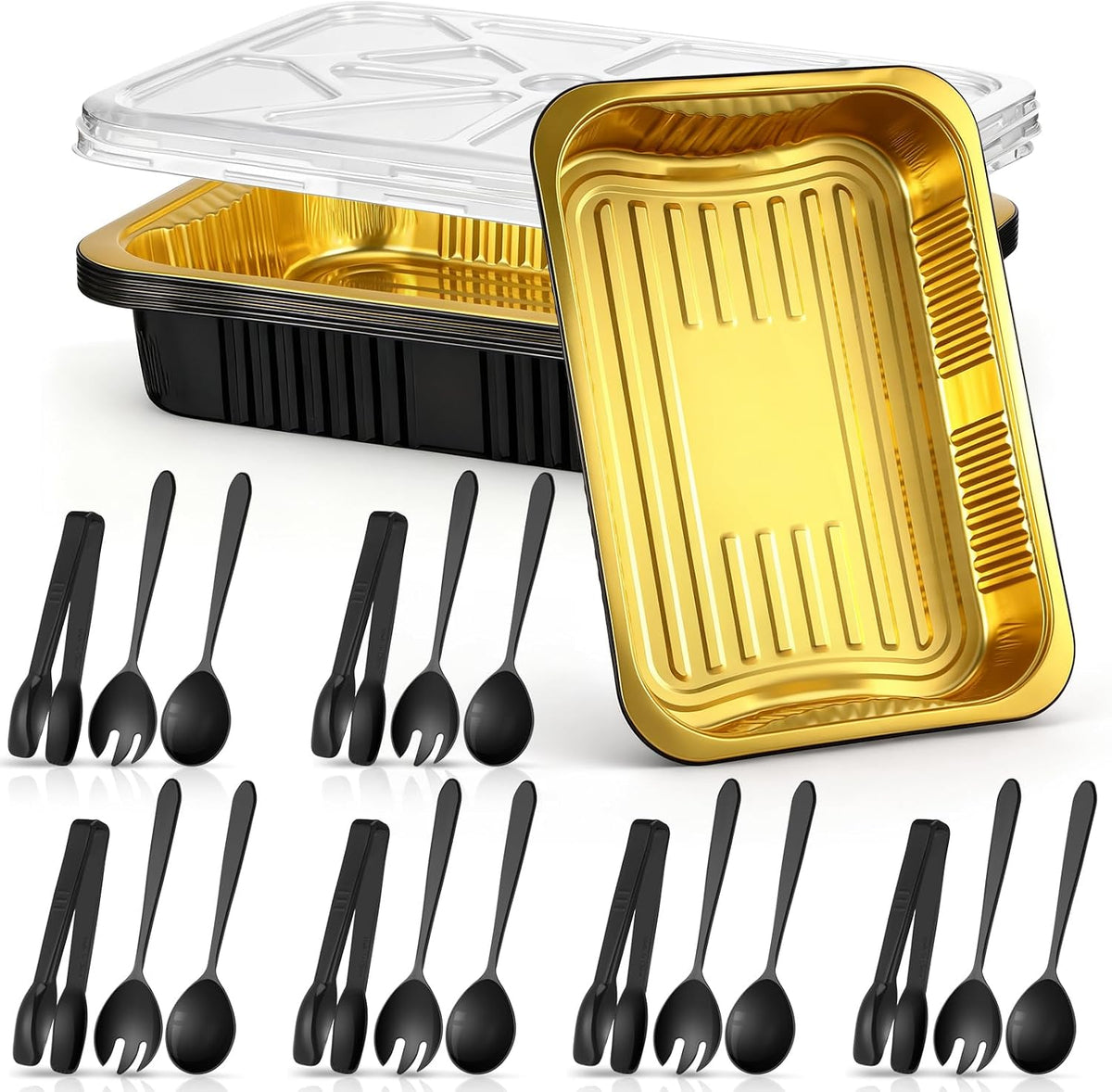 6 Set Disposable Chafing Dishes, 11 x 15 Inches with Lids