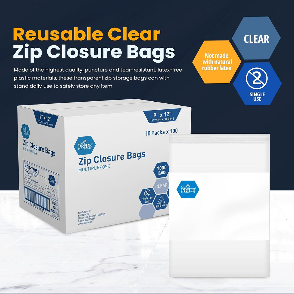 Clear Resealable Zip Closure Storage Bags 10x13 in,1000-Pack