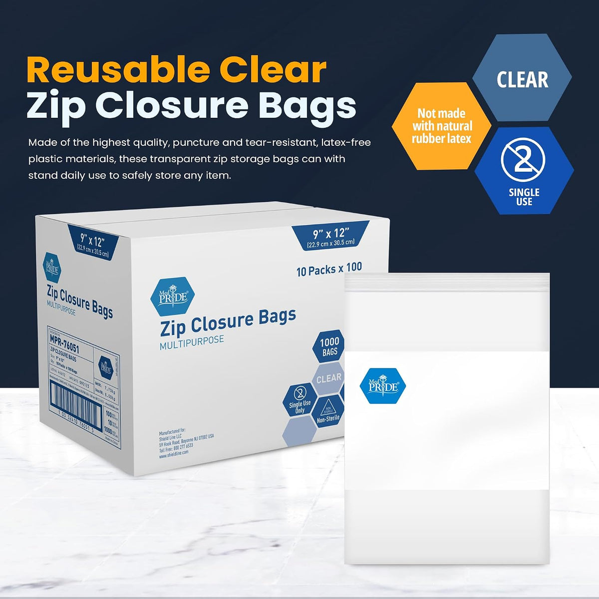Clear Resealable Zip Closure Storage Bags 10x13 in,1000-Pack