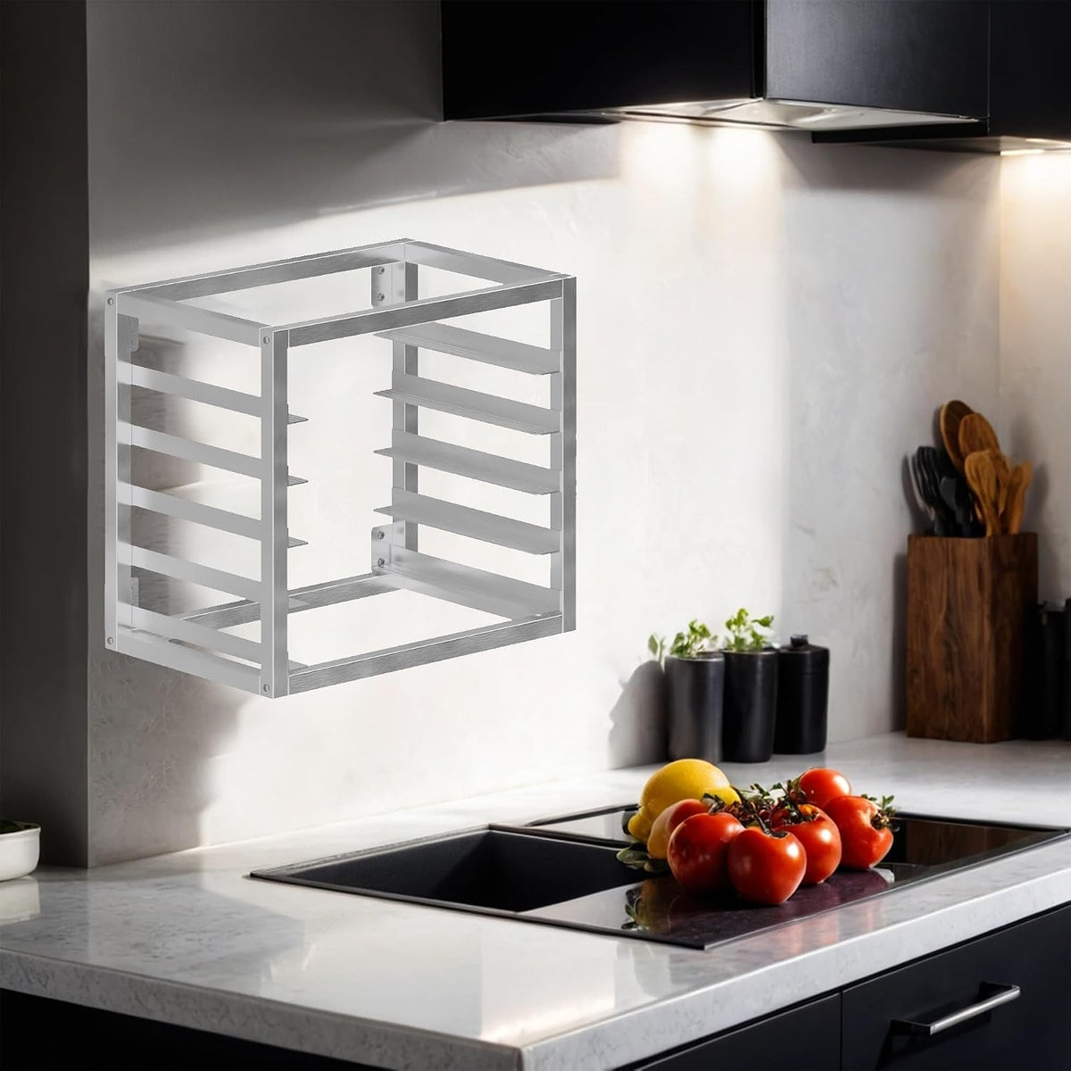 Wall Mounted Aluminum Bun Pan Rack 21" x 13" x 18" NSF