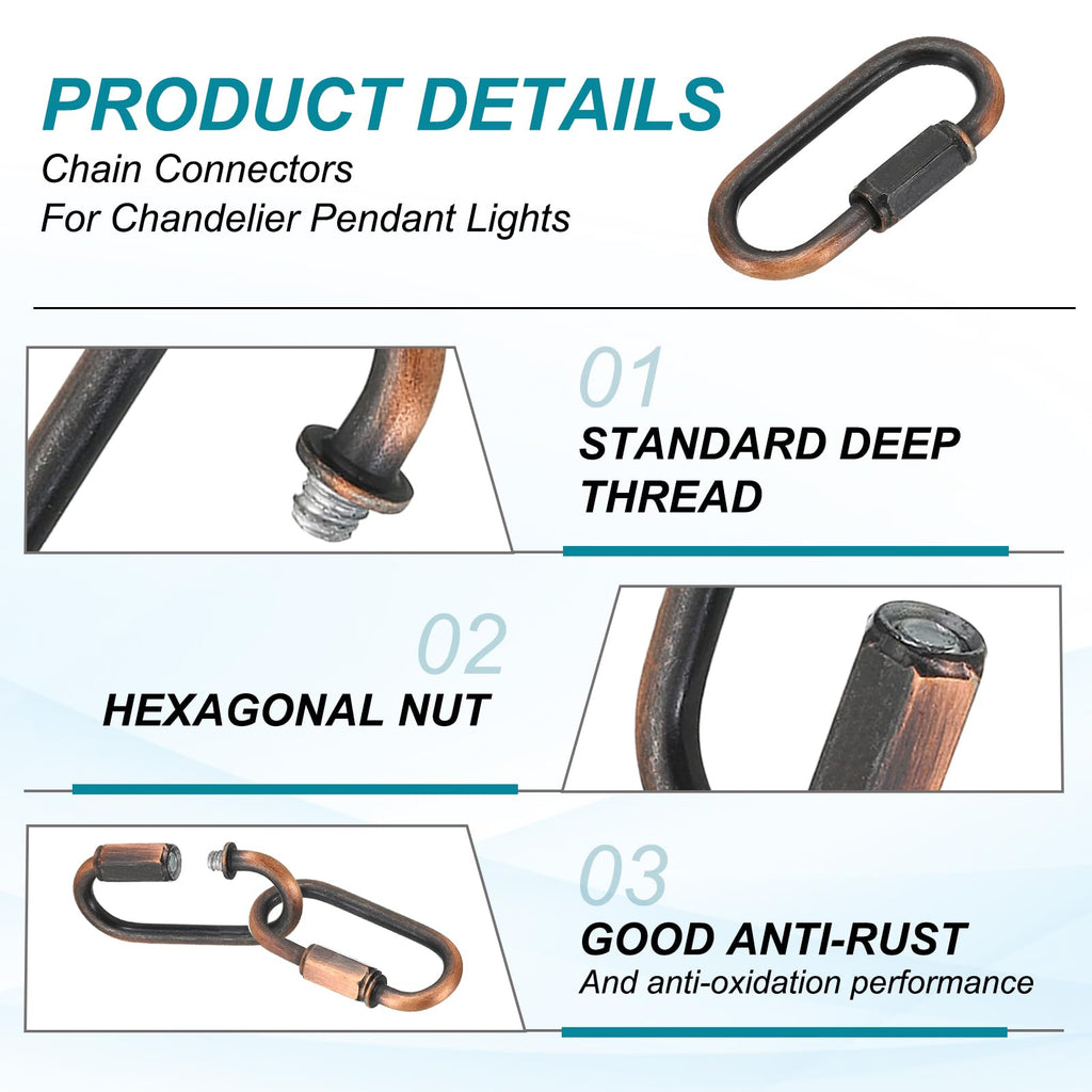 MECCANIXITY Chain Connectors 5mm Thick Red Bronze 3Pack