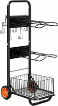 Rolling Horse Saddle Rack Cart Foldable Saddle Pad Rack Stand 3 Tier Heavy Duty with Removable Saddle Stands &