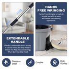 Spin Mop and Bucket System with 180-Degree Rotating Head