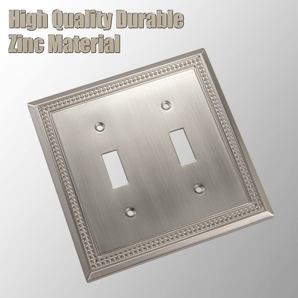 Sunken Pearls Heavy-Duty 2 Toggle Light Switch Plate, Satin Nickel, 1 Pack