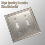 Sunken Pearls Heavy-Duty 2 Toggle Light Switch Plate, Satin Nickel, 1 Pack