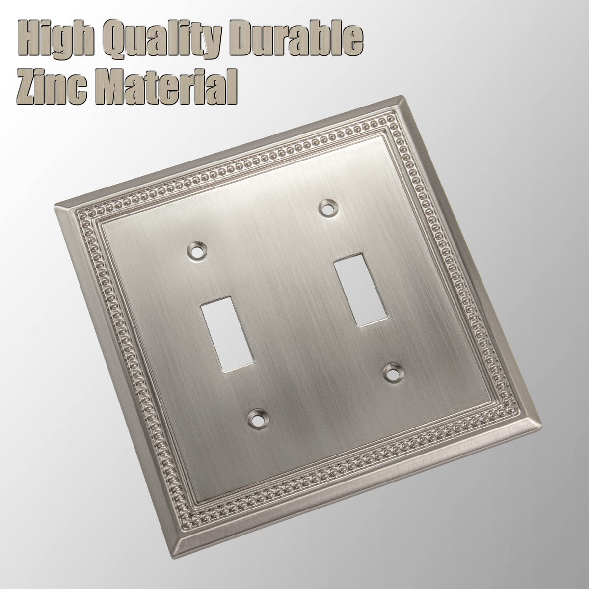 Sunken Pearls Heavy-Duty 2 Toggle Light Switch Plate, Satin Nickel, 1 Pack