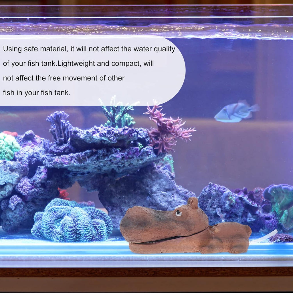 Hippo Statue Aquarium Air Decorations Oxygen Pump Resin Animal Figruine Craft Aerating Action Ornament Aquarium Fish