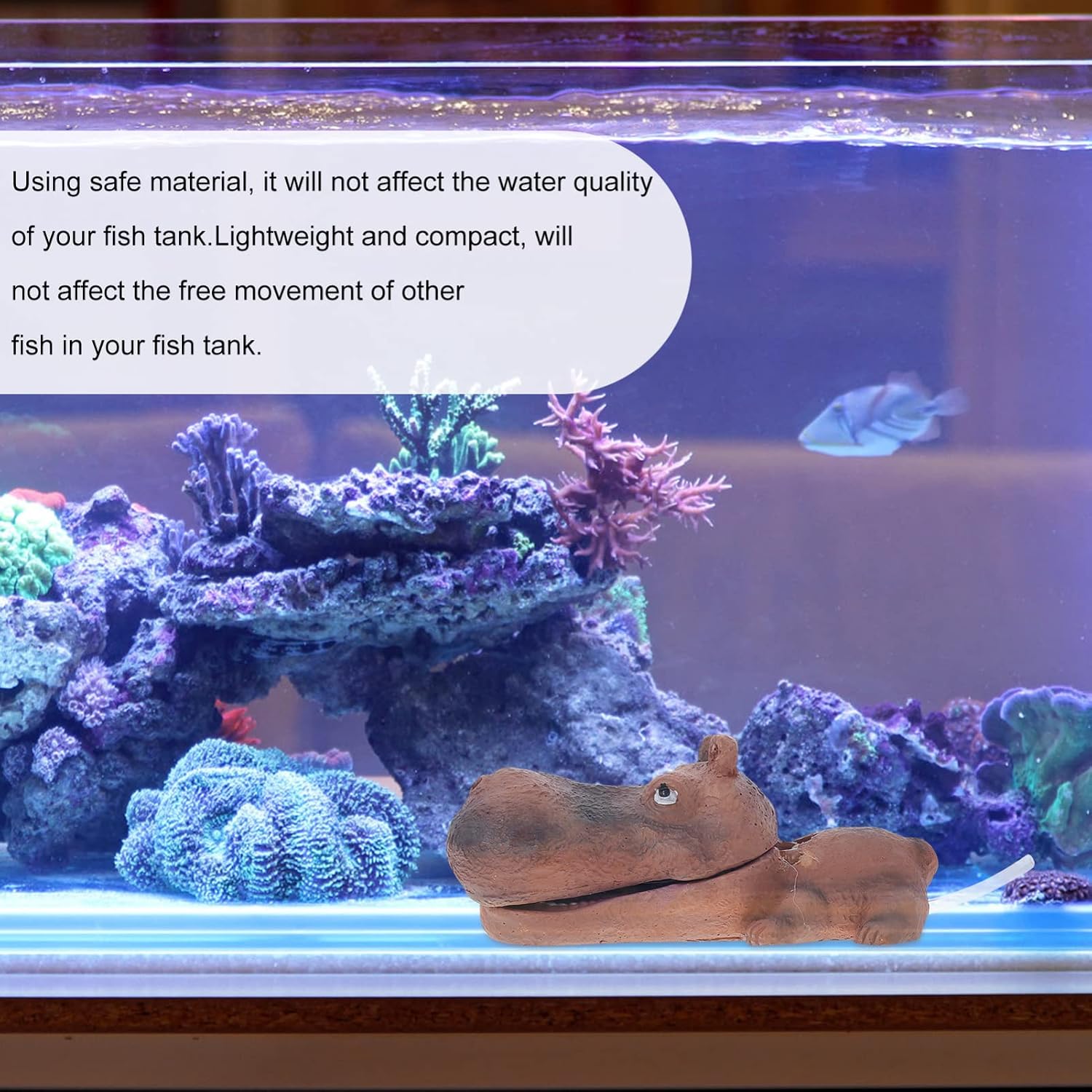 Hippo Statue Aquarium Air Decorations Oxygen Pump Resin Animal Figruine Craft Aerating Action Ornament Aquarium Fish