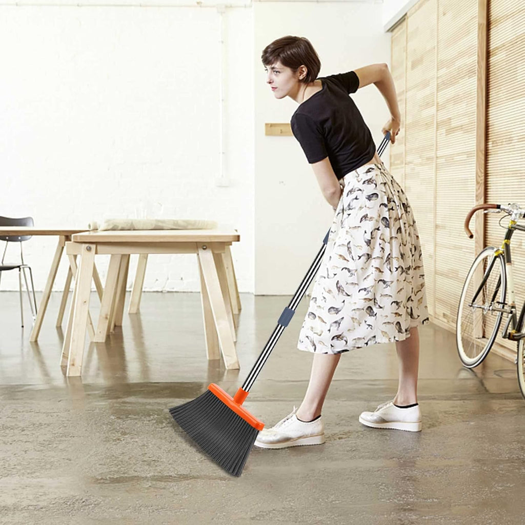 Upgrade Broom and Dustpan Set, Self-Cleaning with Dustpan Teeth, Indoor&Outdoor Sweeping, Ideal for Dog Cat Pets Home