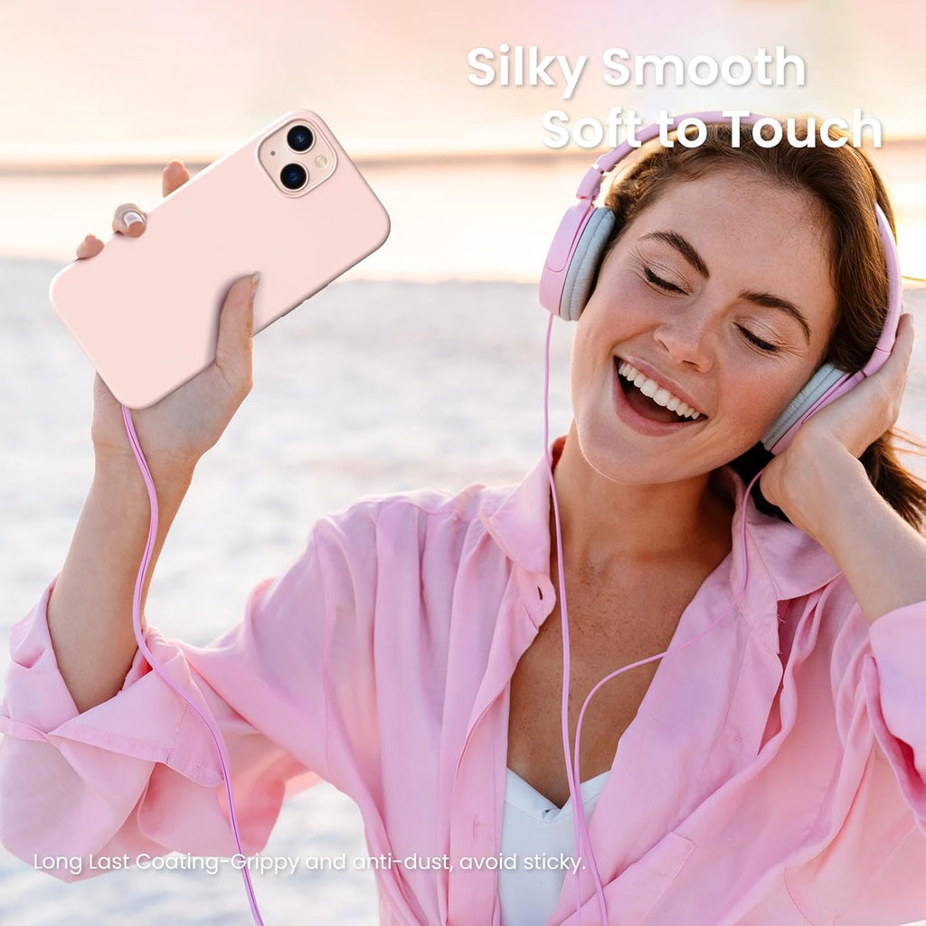 Compatible with iPhone 13 Case 6.1, Slim Liquid Silicone 3 Layers Full Covered Soft Gel Rubber Phone Case Protective