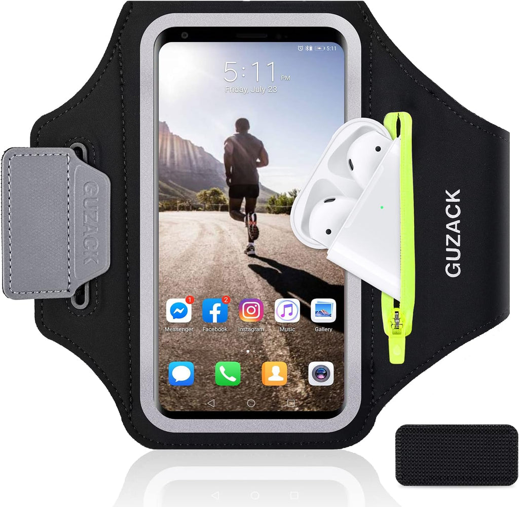 Running Armband for iPhone 17 16 15 14 13 12 Pro Max/Plus/XR/XS, Galaxy S25/S24/S23/S22, with Card Slot & Key
