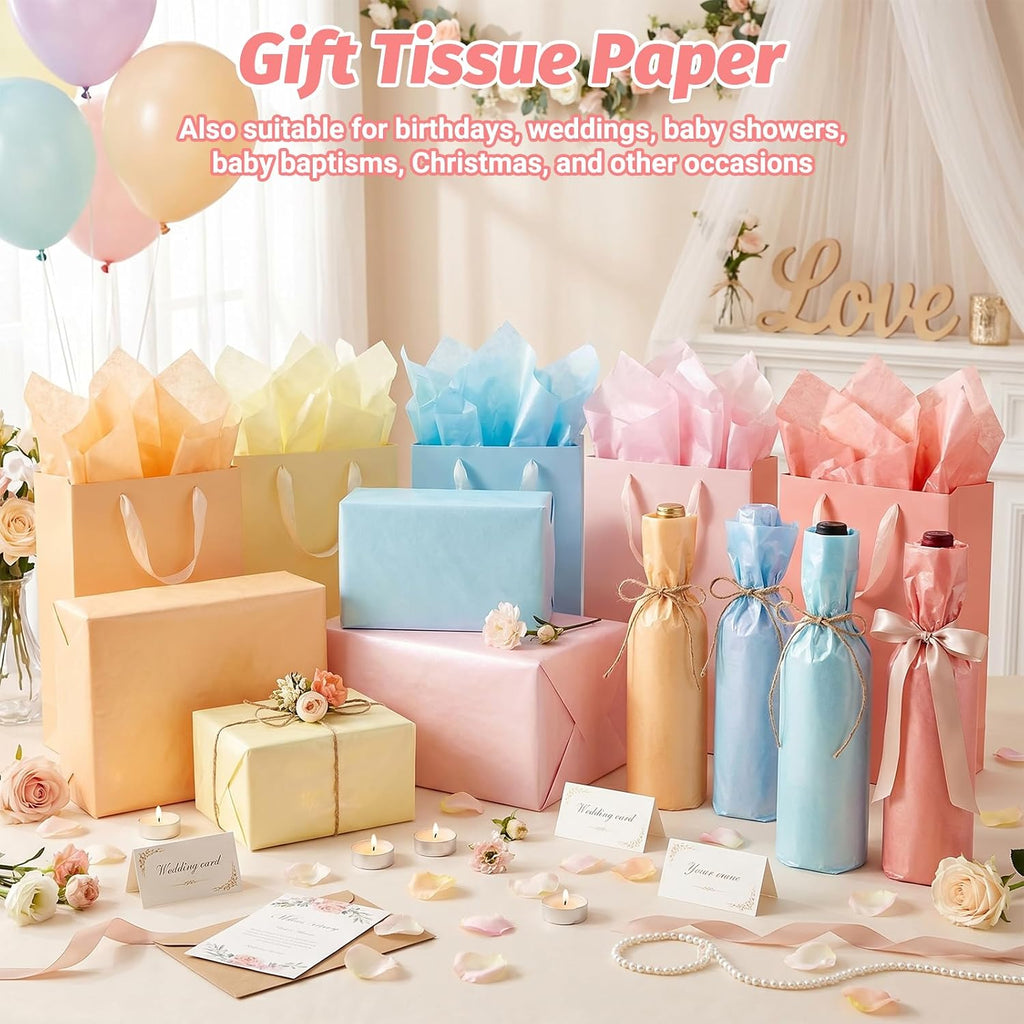 150 Sheets 6 Metallic Colors Tissue Paper Bulk 14x20 Inch