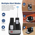 Restaurant Pager System, Wireless Guest Customer Service Calling System, 10 Pagers and 16 Charging Slots, Buzzer