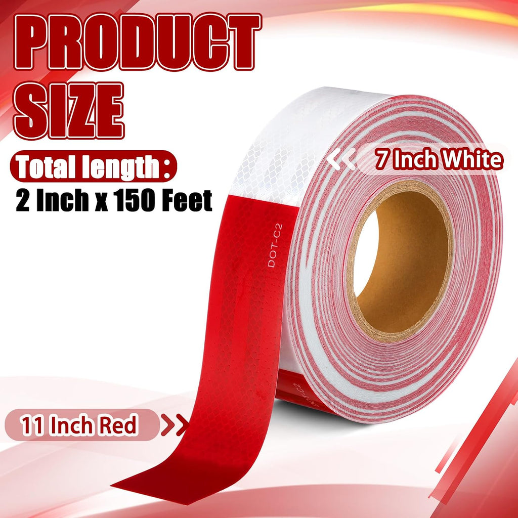 2" x150' DOT-C2 Reflective Tape, 11" Red/7" White