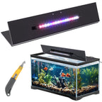 Aquarium Lids Canopy with LED Light, 2 Pcs, Black, 24x12in