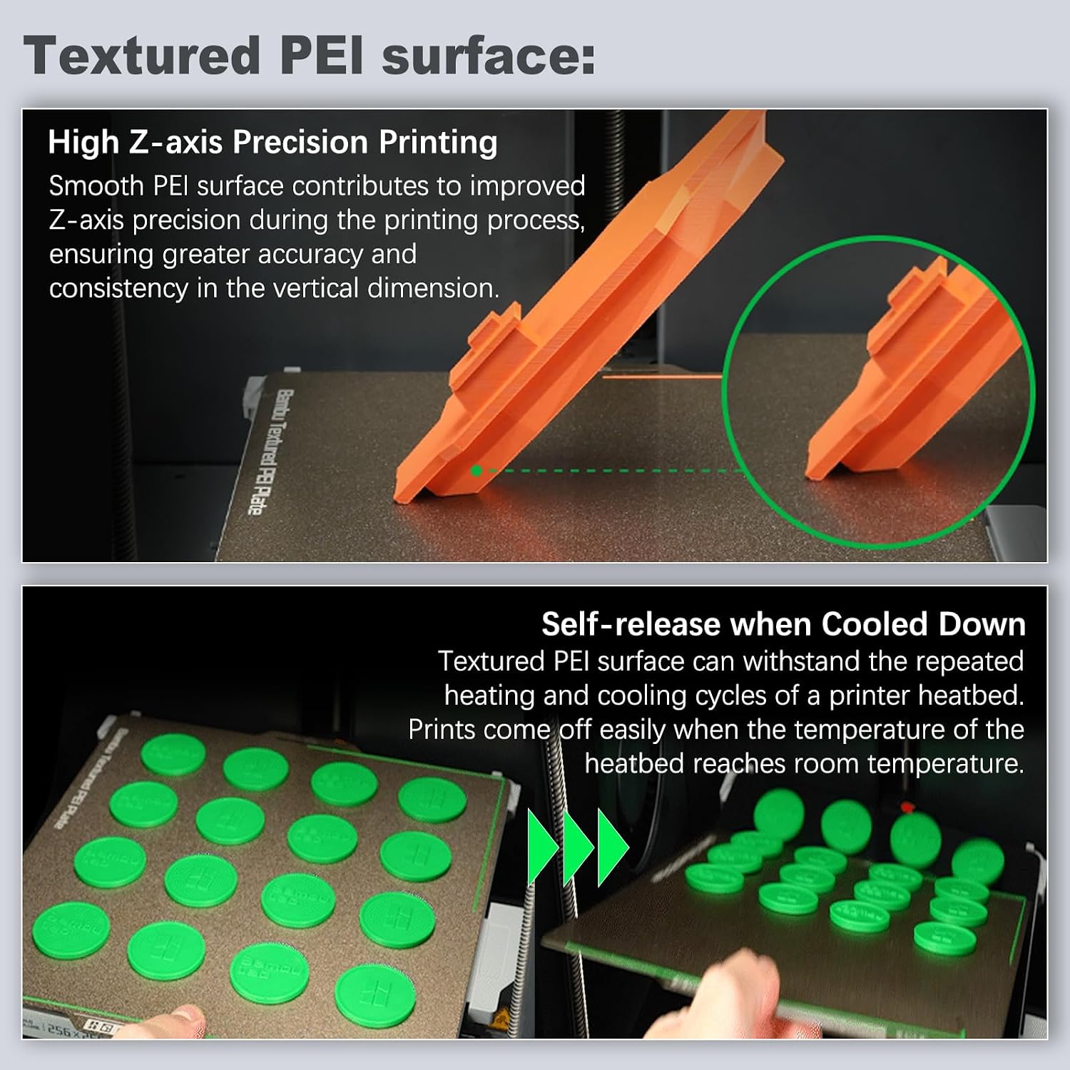 Original Bamboo Plates Dual-Sided Textured & Smooth PEI Build Plate 256x256mm, Magnetic Spring Steel Flexible Sheet
