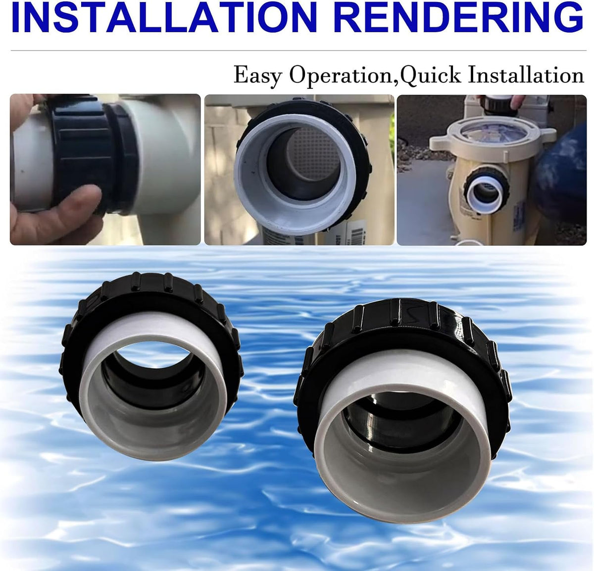 2 Pcs MIP x 2" Hi Temp Unions PVC Waterproof