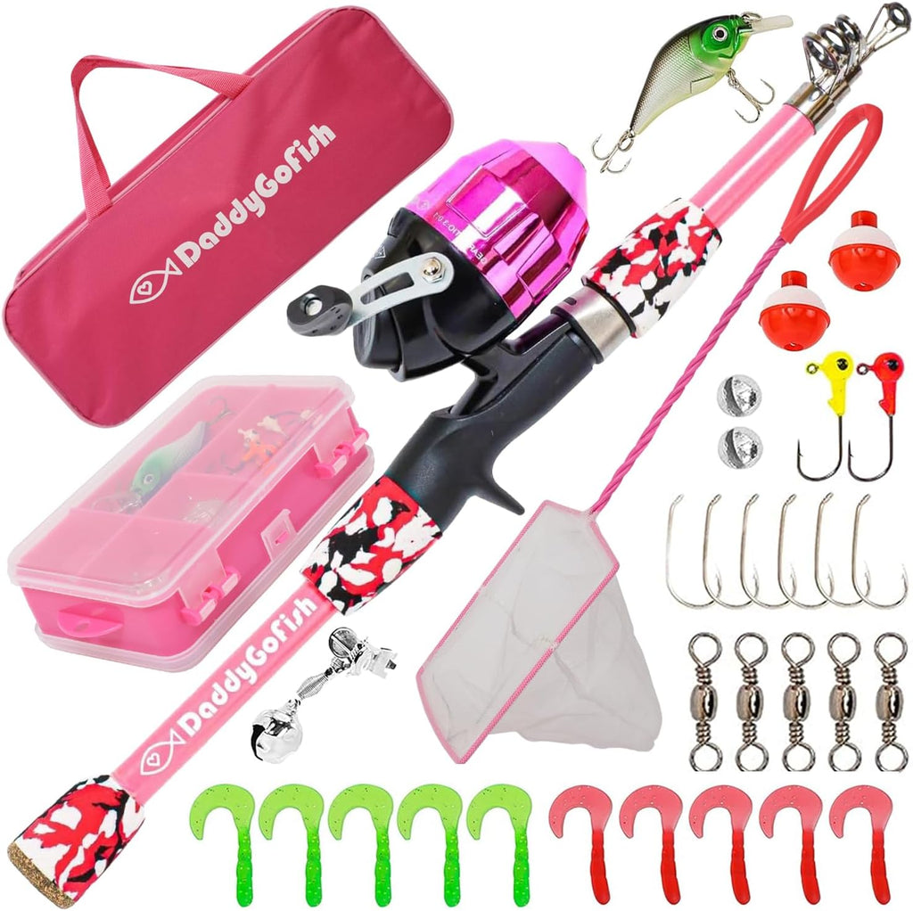 Kids Fishing Pole - Rod Reel Combo Tackle Box Starter Set - First Year Small Gear Kit for Boys Girls Toddler Youth