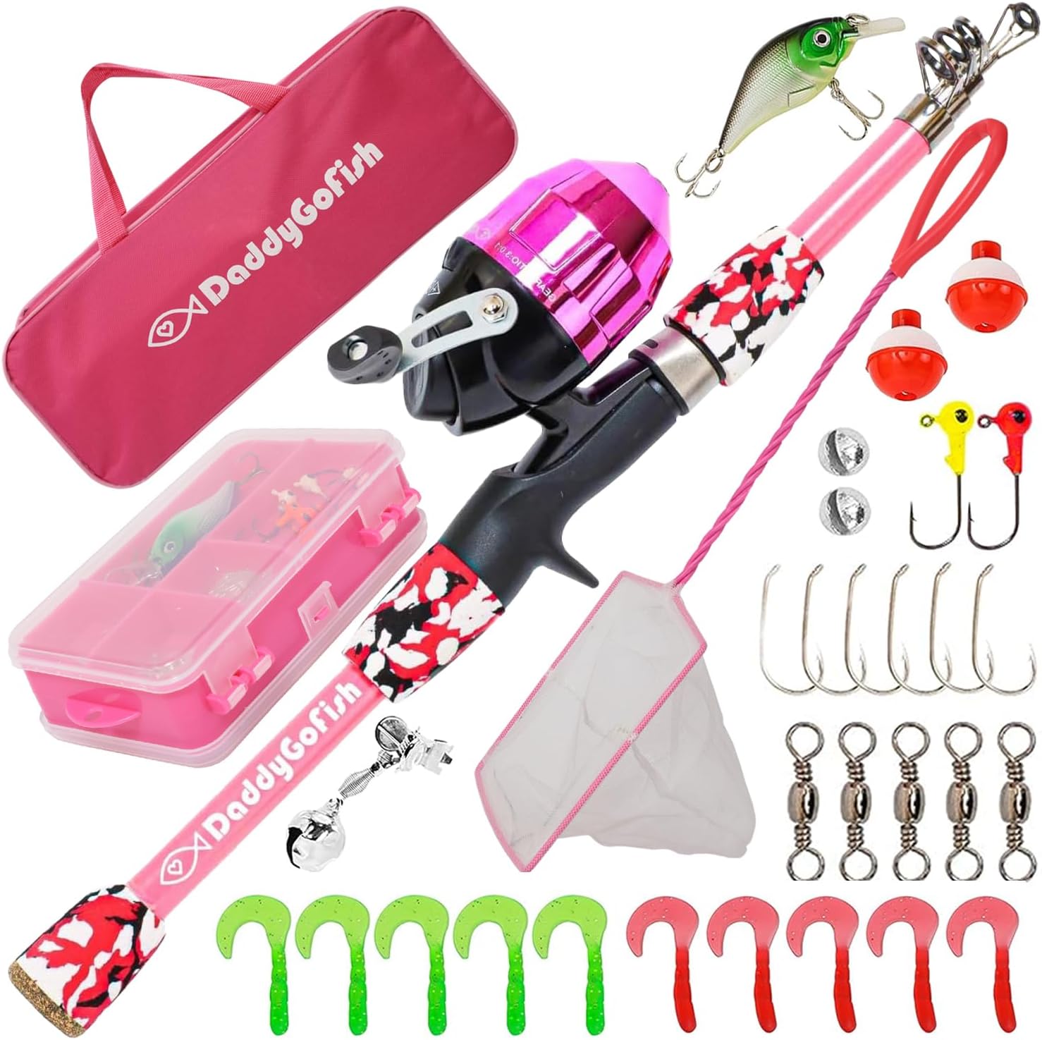 Kids Fishing Pole - Rod Reel Combo Tackle Box Starter Set - First Year Small Gear Kit for Boys Girls Toddler Youth