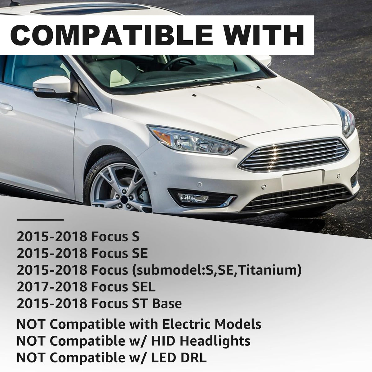 Headlights Assembly Compatible With 2015-2018 Ford Focus Halogen Headlamp