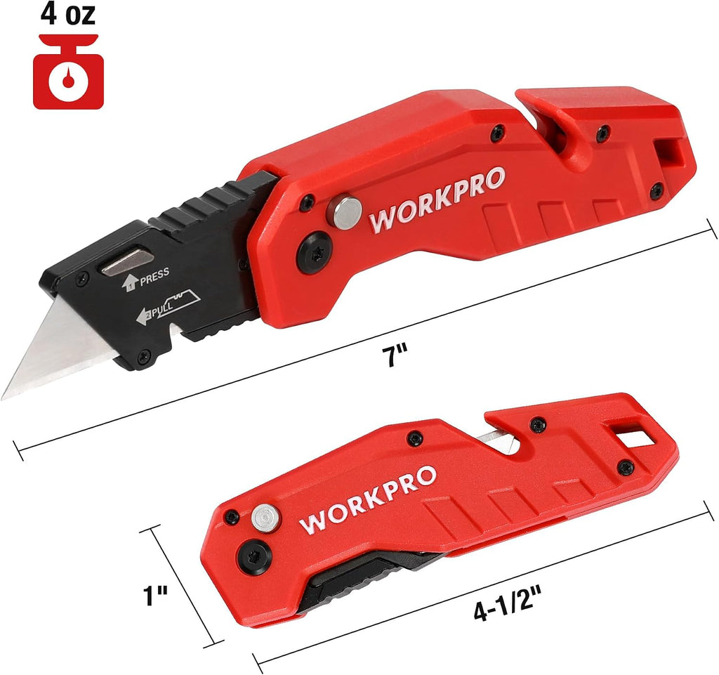 Folding Utility Knife with 10 Blades, Red