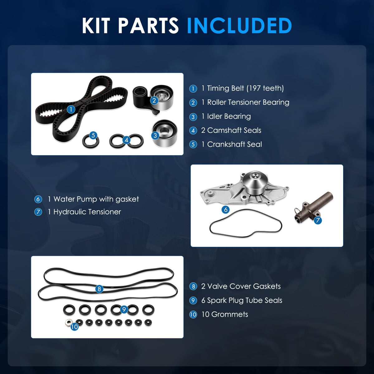ECCPP Engine Timing Belt Kit with Water Pump Compatible with Acura