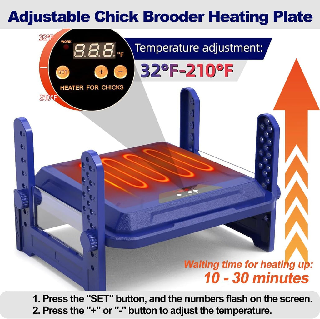 Chick Brooder Heating Plate with Adjustable Temperature, 12"x12" Chicken Brooder Heater for Baby Chicks, Ducklings
