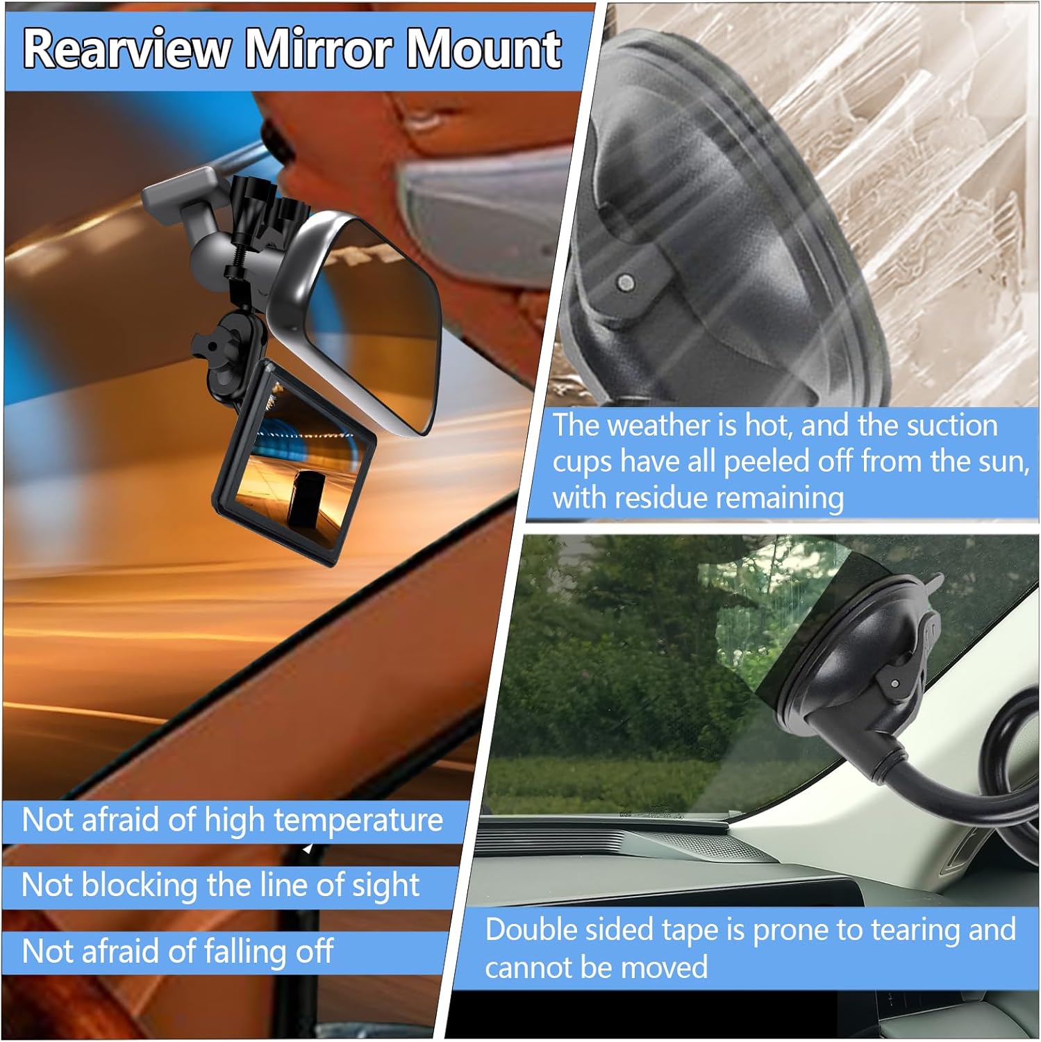 Dash Cam Mount, Rearview Mirror Bracket Installation Kit, for Rove APEMAN CHORTAU VANTRUE Crosstour Old Shark GoPro