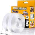 Double Sided Tape Heavy Duty 2 Pack, 1.2 Inch x 400 Inch ，Extra Large Nano Double Sided Adhesive Tape for Walls