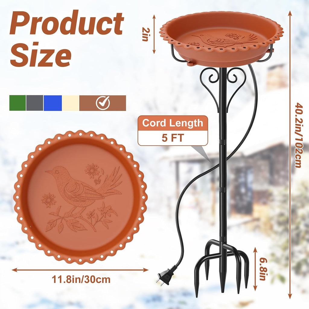 Heated Bird Bath for Outside Winter, Powerful 100W Thermostat Control Water Heated BirdBaths Bowl for Outdoors with