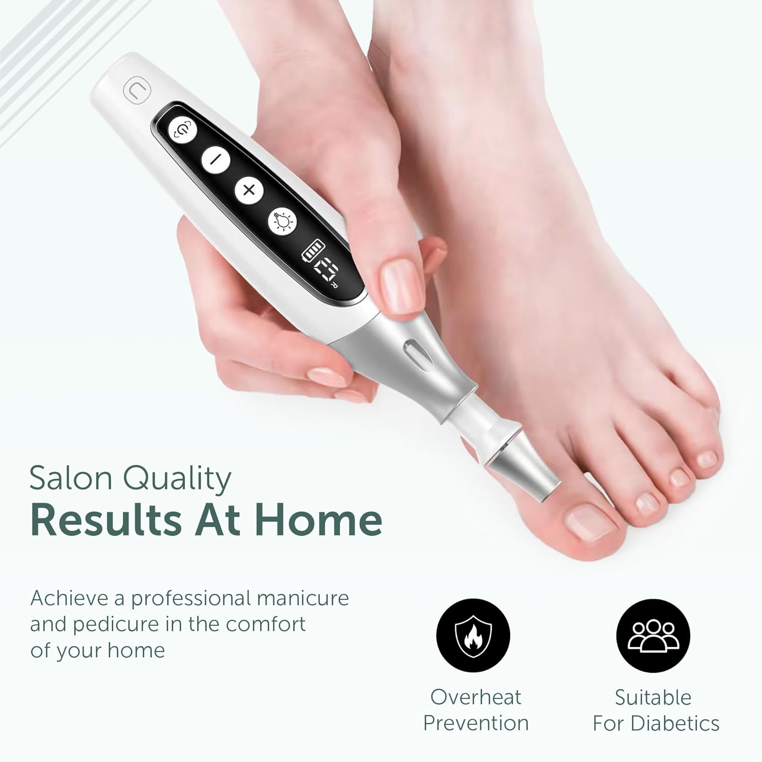 PediLux Pro Professional Manicure Pedicure Kit, Cordless Electric Nail File Drill Set, Thick Toenail Grinder, Toe