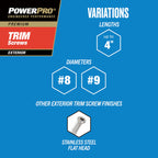 Trim Screws, #8 x 2-1/2in, 131 Pieces, Bronze