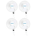Classic Oscillating Wall Mount Fan, 3 Speeds, White-16in, 4 Pack