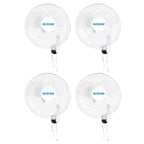 Classic Oscillating Wall Mount Fan, 3 Speeds, White-16in, 4 Pack