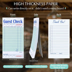 Guest Check Pads for Servers (Green-20 pads), 50 Sheets/Pad