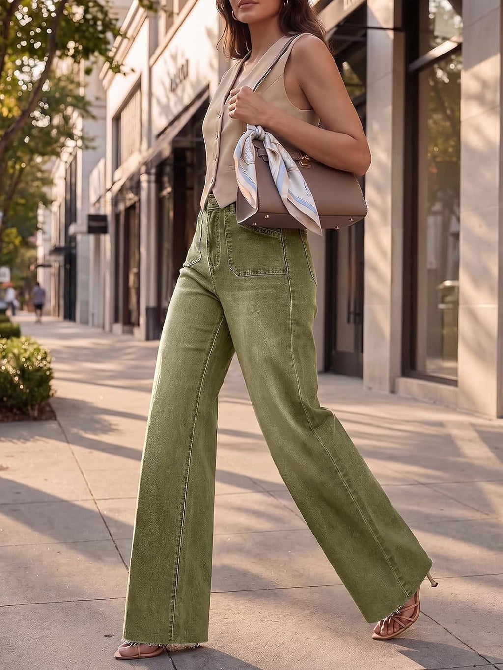 Womens Wide Leg High Waisted Jeans Stretchy Straight Denim Pants