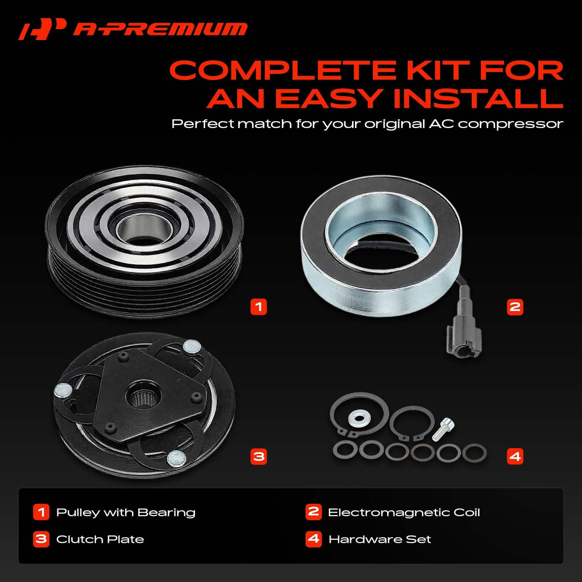 A-Premium Air Conditioner AC Compressor Clutch Kit