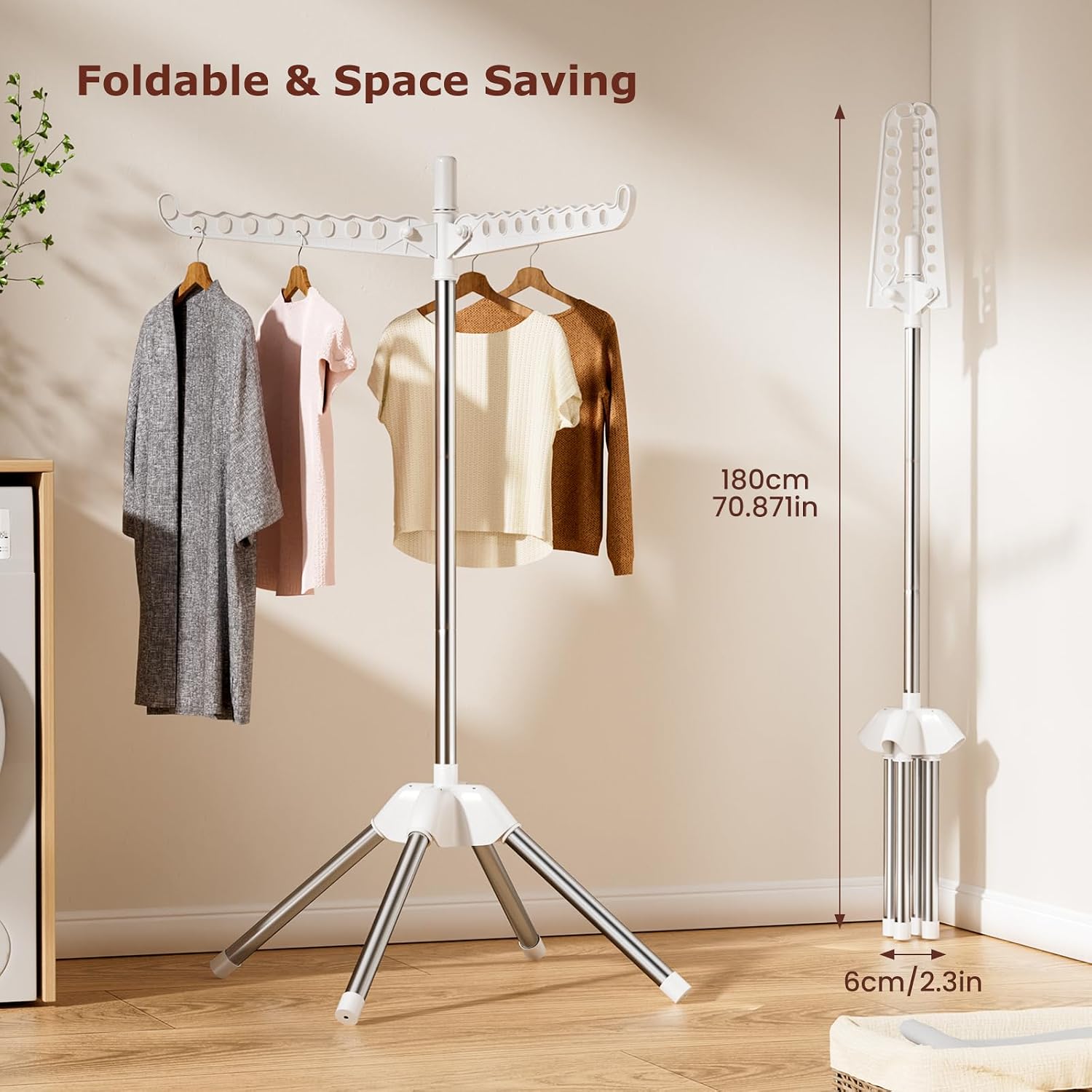 Foldable Clothes Drying Rack, Rotatable Free Standing drying rack , 1 Layer | 360°rotatable foldable clothes drying