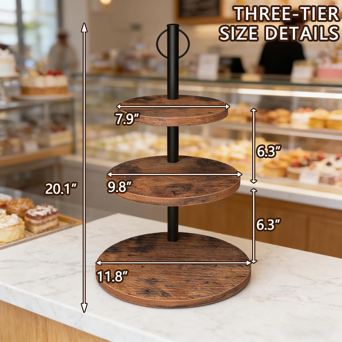 Cupcake Stand, Rustic Wood 3 Tier Cake Stand, Dessert Table Display