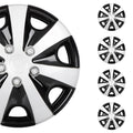 15 Inch Hubcaps 4-Pack Black & Silver Wheel Cover Universal-Fit