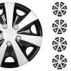 15 Inch Hubcaps 4-Pack Black & Silver Wheel Cover Universal-Fit
