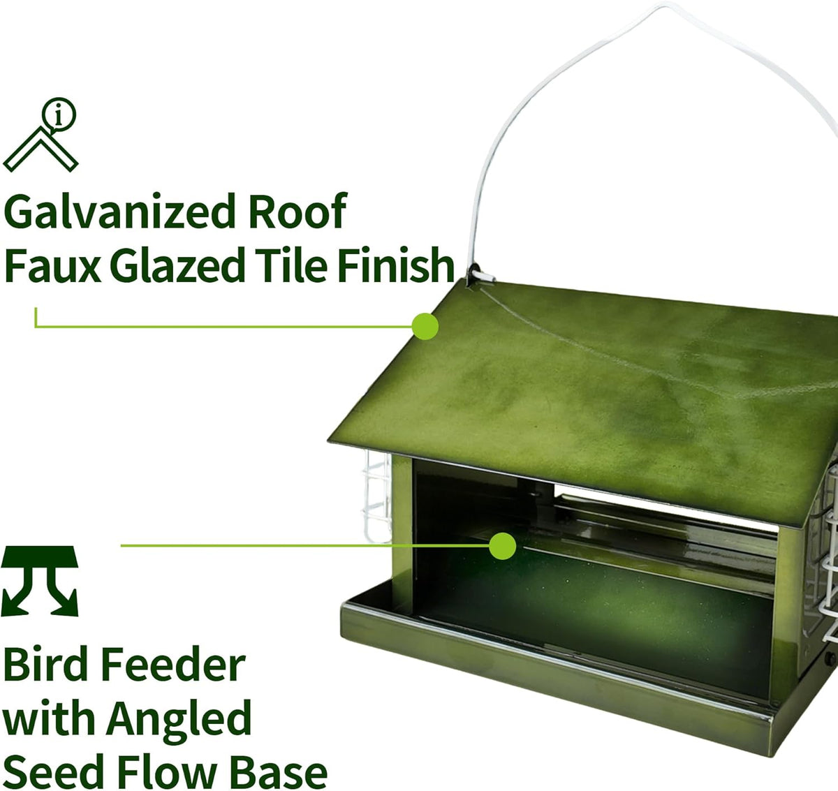 Solution4Patio All Metal Outdoor Dual Suet Cake Hopper Bird Feeder, Green
