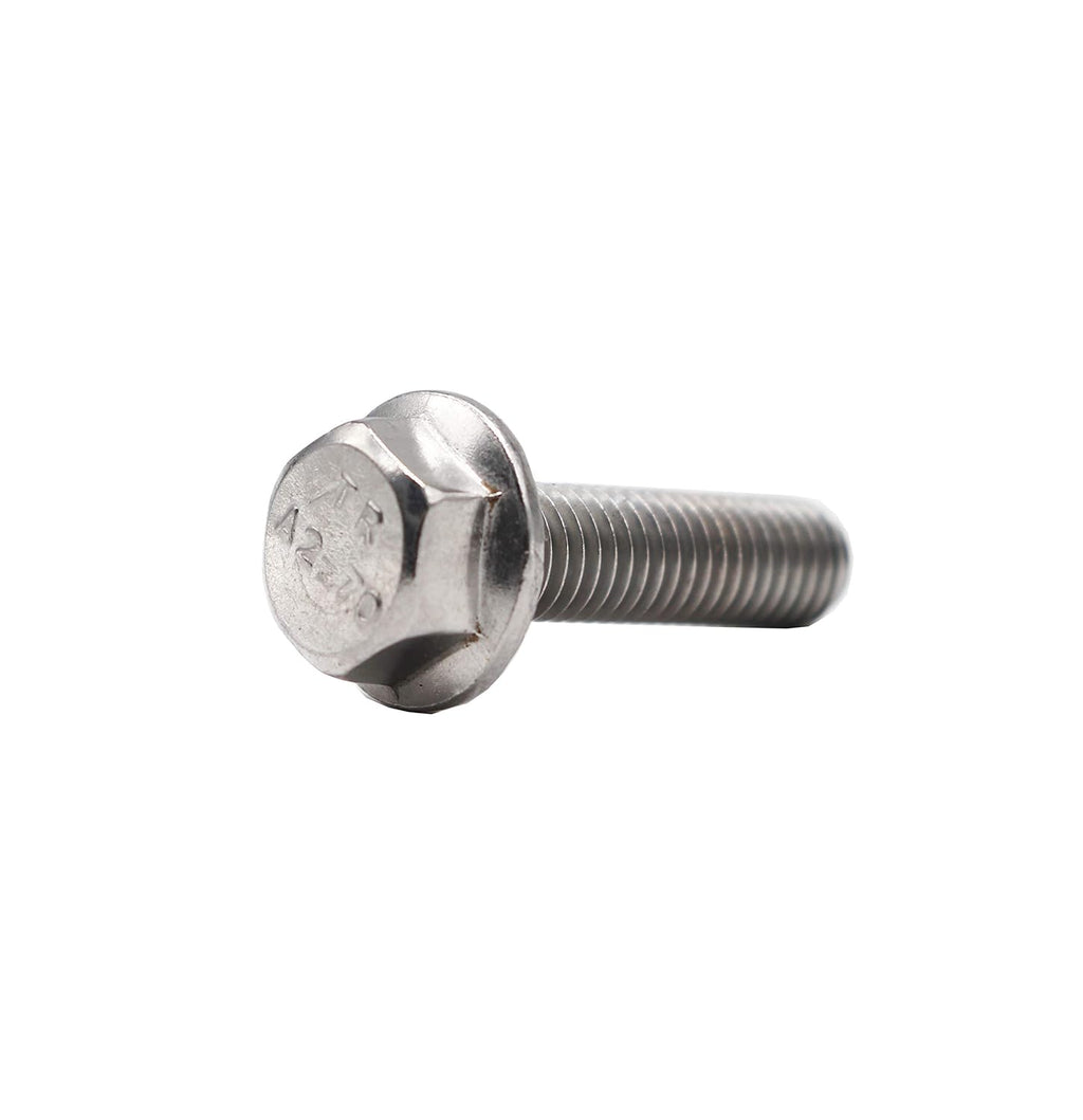 10pcs 1/4"-20 x 2 Serrated Flanged Hex Bolts Flange Hexagon Screws, Stainless Steel 18-8 (304), Plain Finish
