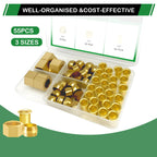 Japtend 55pcs 3/8" Brass Compression Sleeves Ferrules Inserts Nuts Fittings