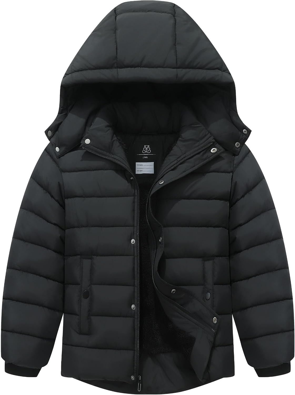 Boy's Quilted Winter Jacket Waterproof Down Coat Puffy Hooded Parka | Warm Jacket with Detachable Hood Windproof